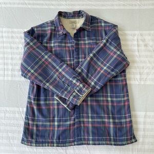 L L Bean flannel shirt lined faux fur size 14 youth